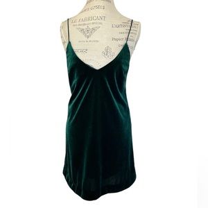 Cotton Candy LA Women’s Spaghetti Strap Mini Dress in Emerald Green Velvet Sz S
